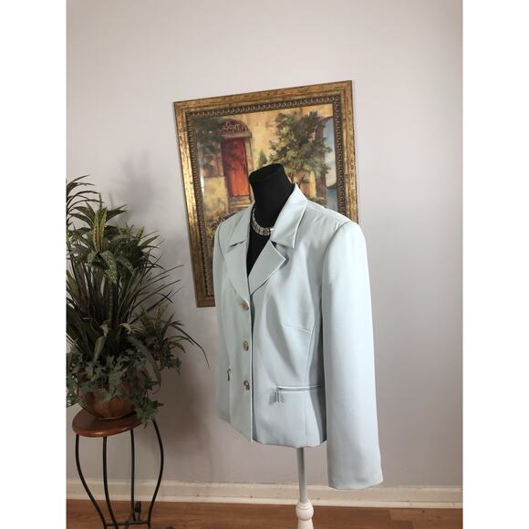Le Suit New York Women Jacket 14 Clueless Preppy Office Siren Blue 3 Buttons - Picture 6 of 9